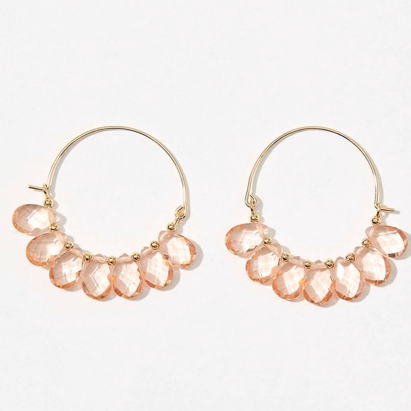 LOFT Jewelry - 🍒3/$30 NWT Loft Blush Pink Stone Hoop Earrings